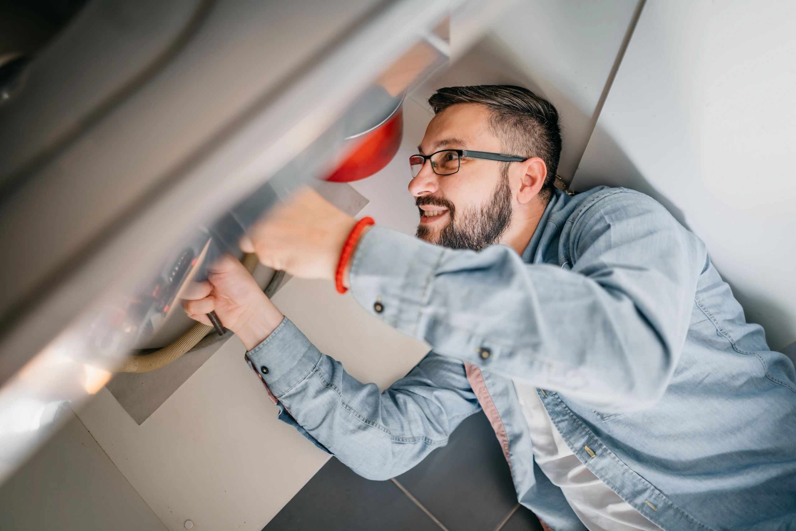 Plumber working on a repair