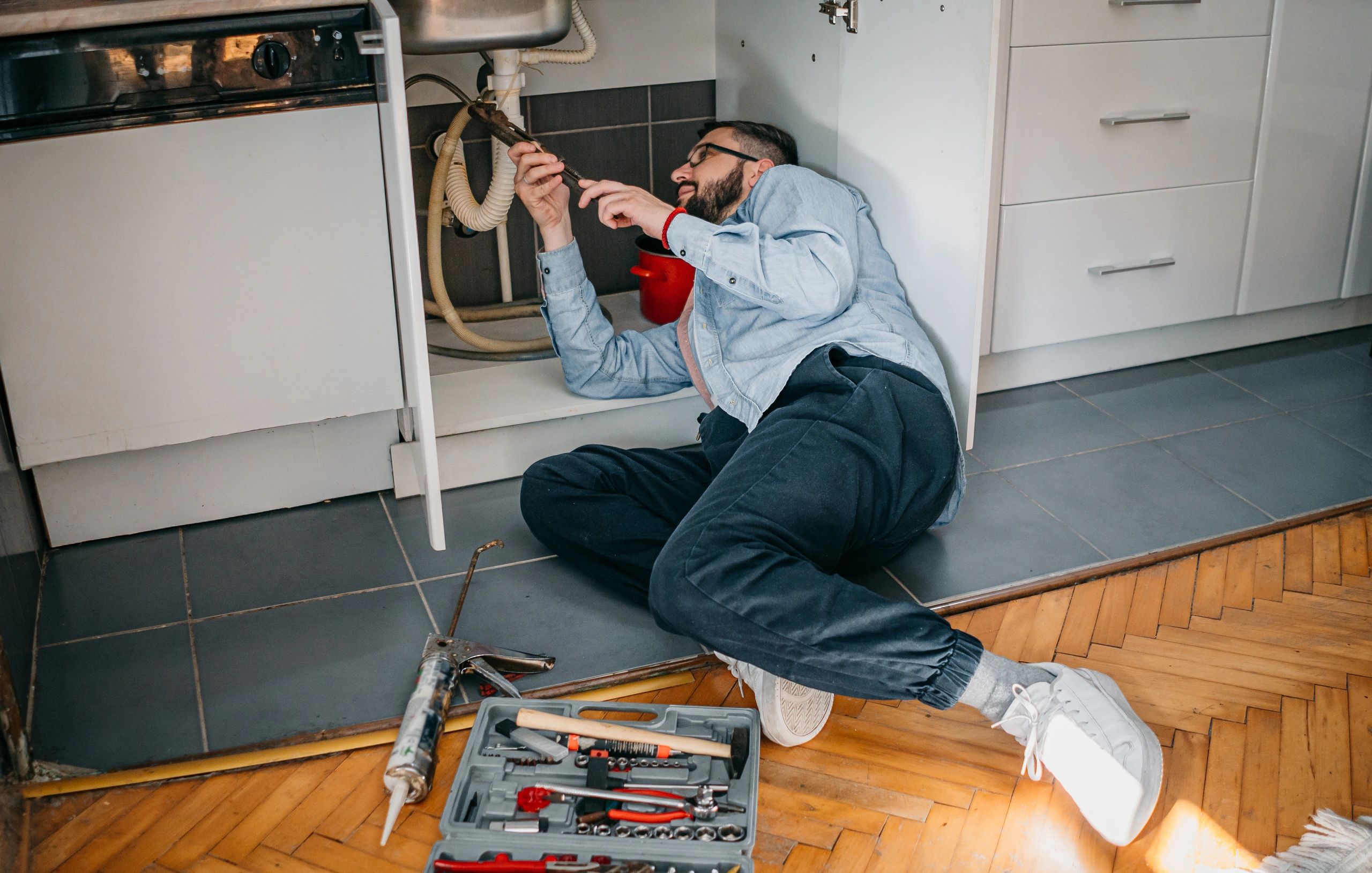 Plumber at work