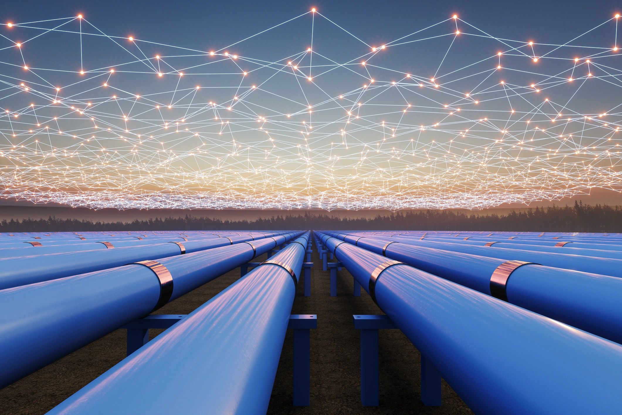 Industrial pipelines with network overlay